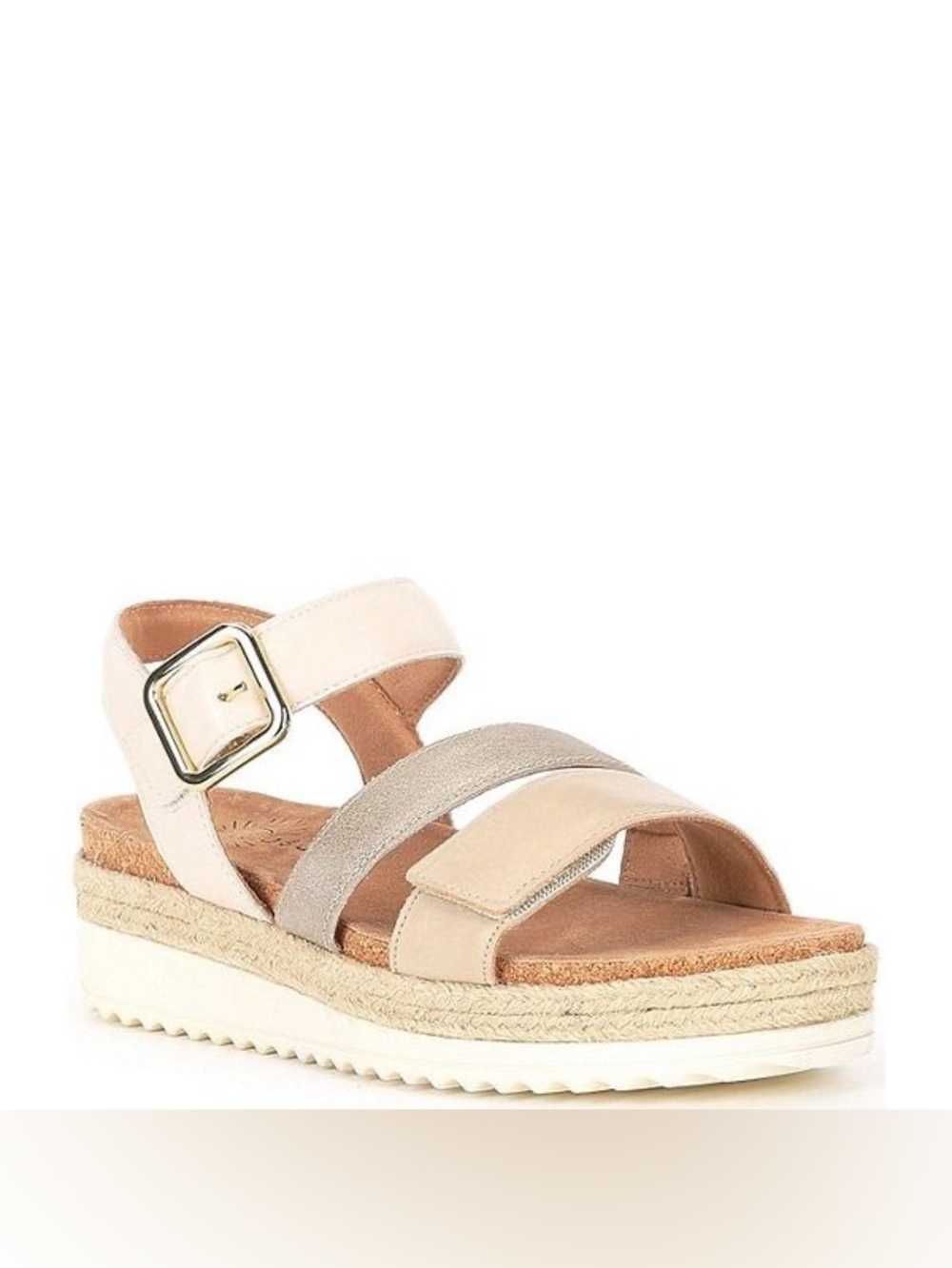 NWT Brioso Fairdene Leather Three Band Platform Sandals Size 10 Light Koala